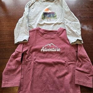 Janie and Jack Adventure Long Sleeve Tees - Gray and Maroon